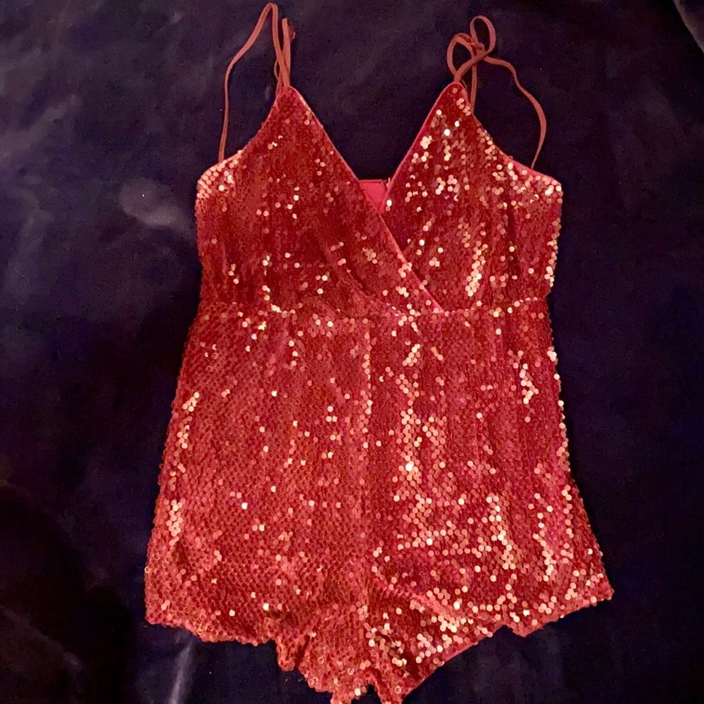 Red sequin romper ✨